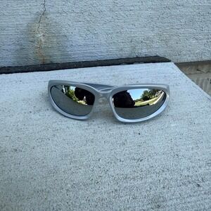 Silver Wraparound Sunglasses Mens Y2K Streetwear Fashion Accessory G1